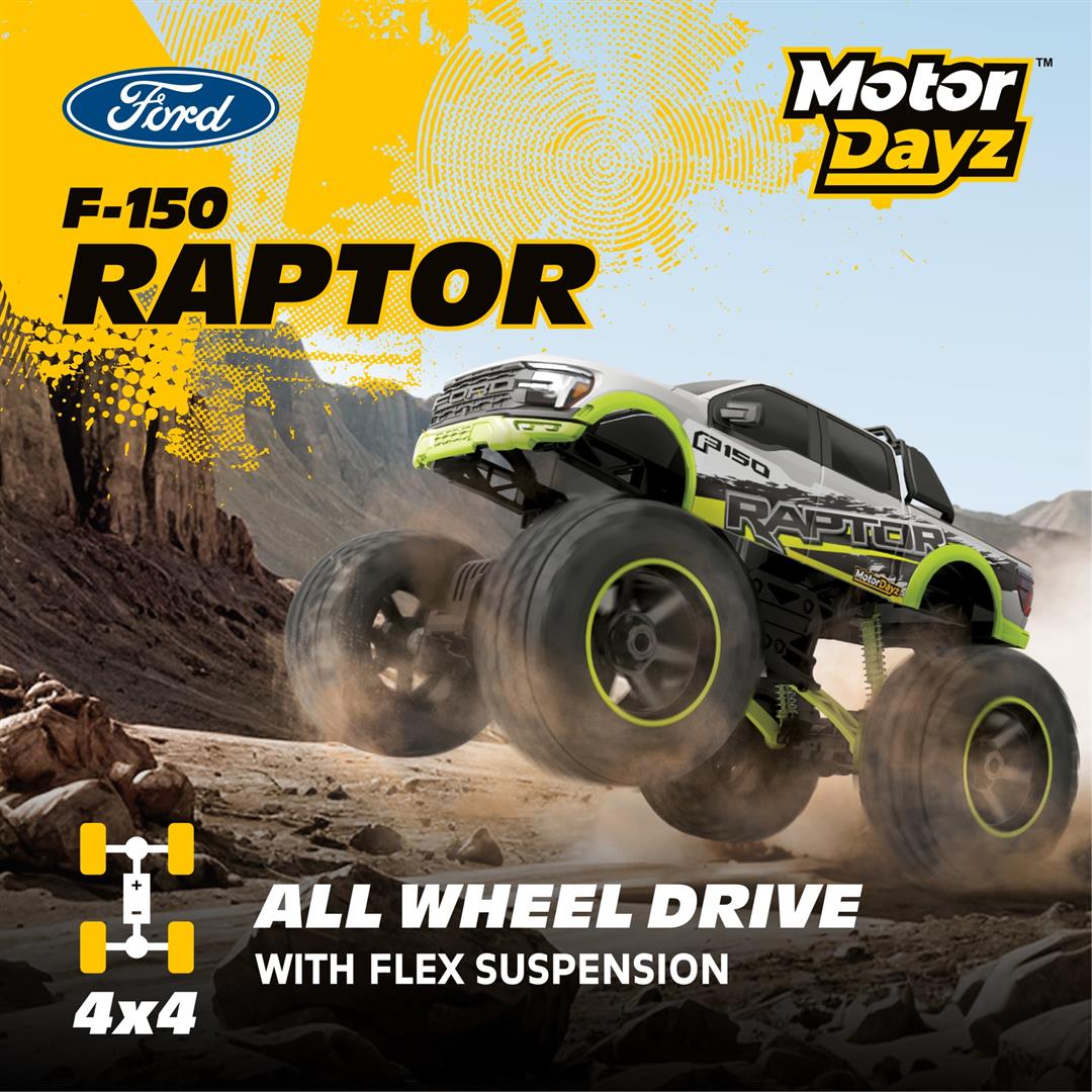 Motor Dayz (1:10) Ford F-150 Heavy Metal Remote Control 4X4 Truck, R2-10T89U-SV, Child - Image 5