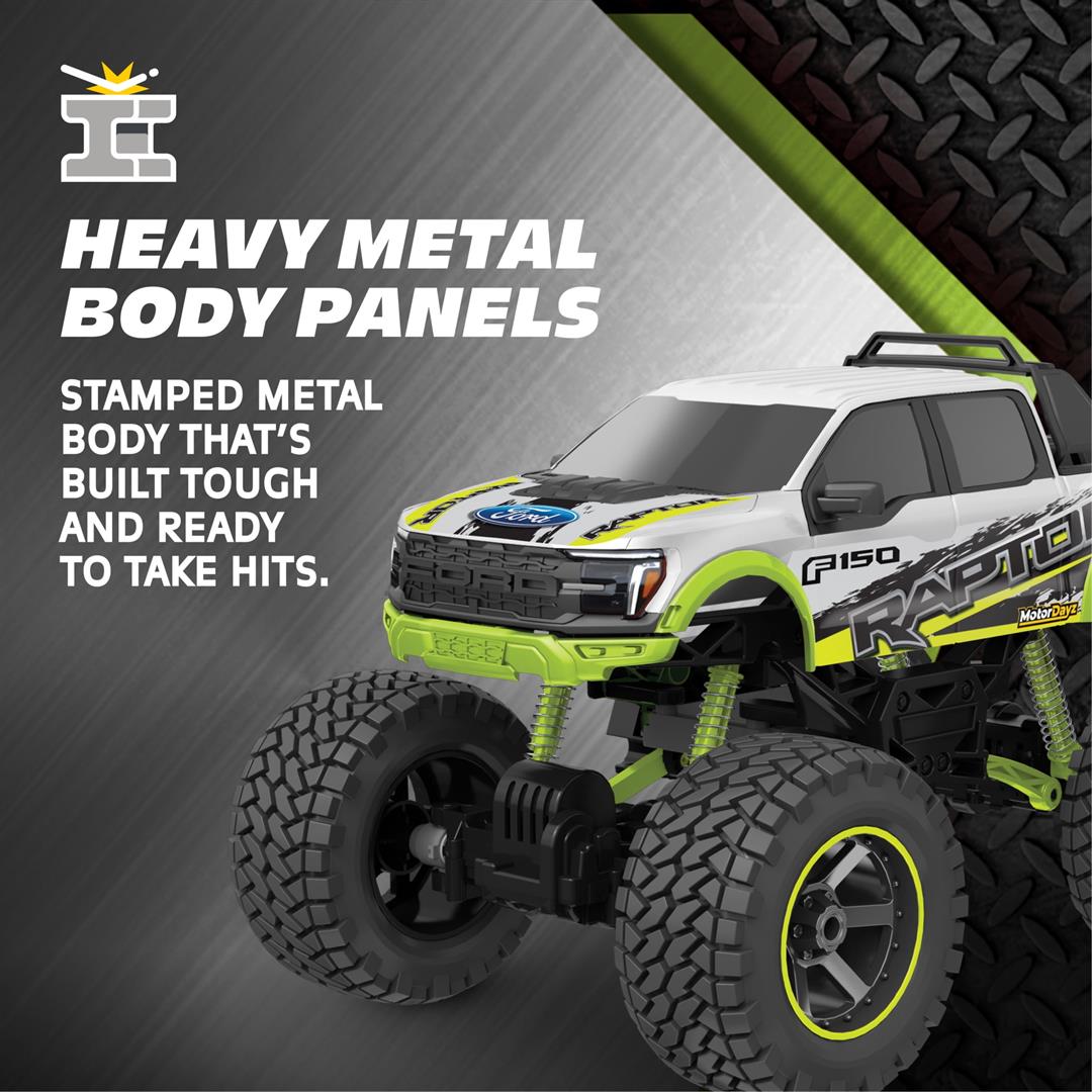 Motor Dayz (1:10) Ford F-150 Heavy Metal Remote Control 4X4 Truck, R2-10T89U-SV, Child - Image 8