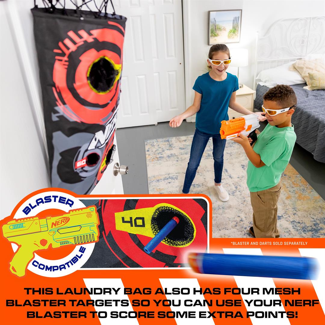 NERF Basketball Hoop Hamper - Laundry Layup Over the Door Basket + Shooting Target - Mini Hoop Hamper + Basketball Set - Image 2