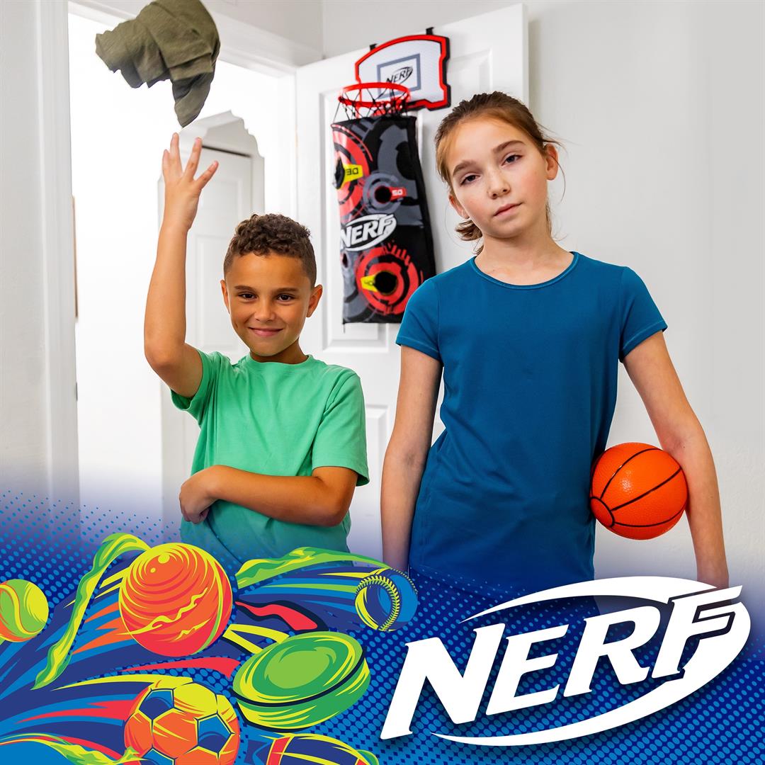 NERF Basketball Hoop Hamper - Laundry Layup Over the Door Basket + Shooting Target - Mini Hoop Hamper + Basketball Set - Image 3