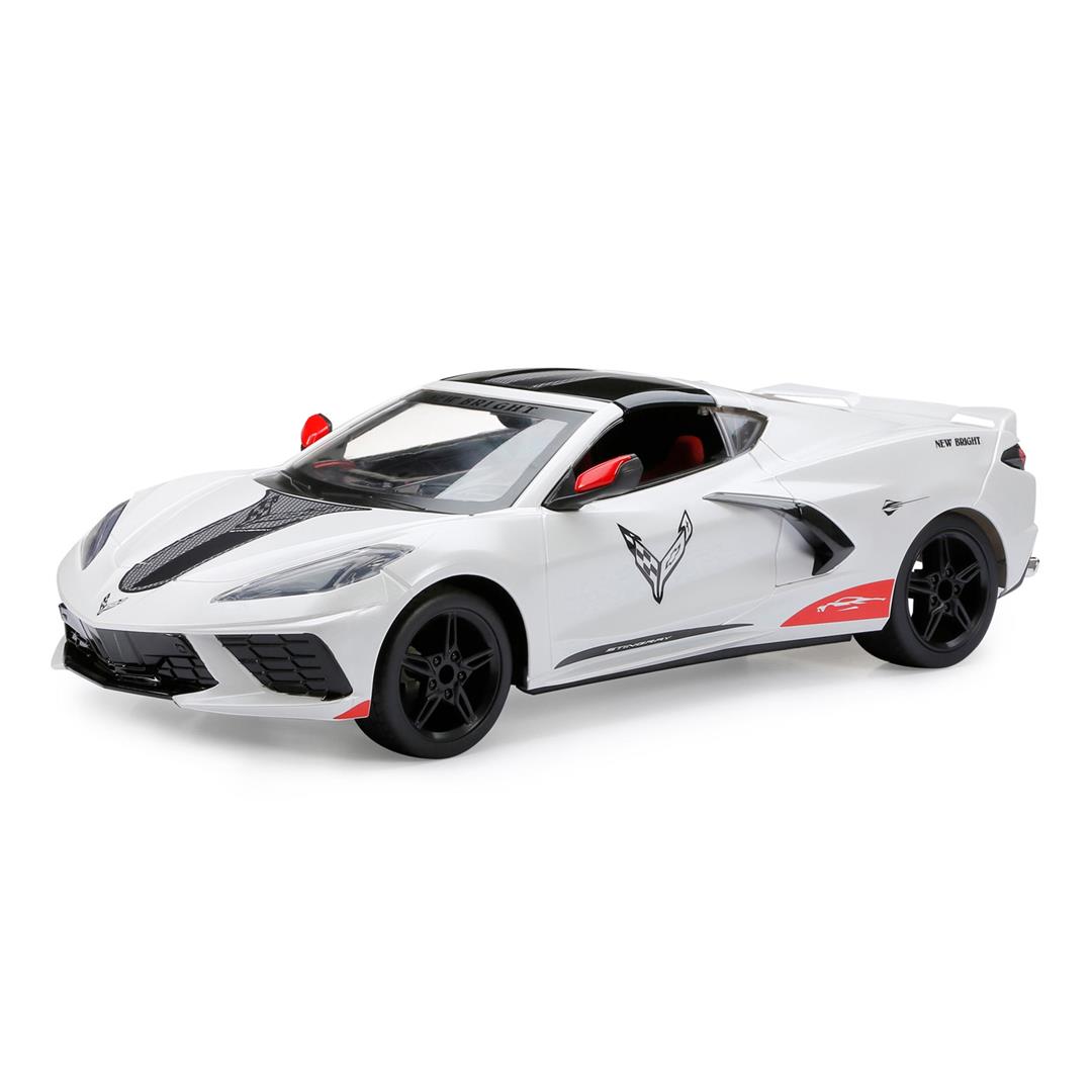 New Bright (1:8) Radio Control Chevy Corvette Stingray White Sports Car 60832U-3 Child - Image 2