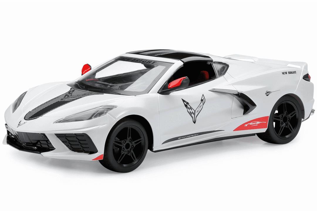New Bright (1:8) Radio Control Chevy Corvette Stingray White Sports Car 60832U-3 Child - Image 3