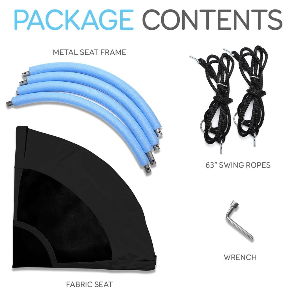 SereneLife 40 Saucer Swing with Hang Kit, Outdoor Tree Swing with Swivel Spinner for Kids (Black) - Image 2