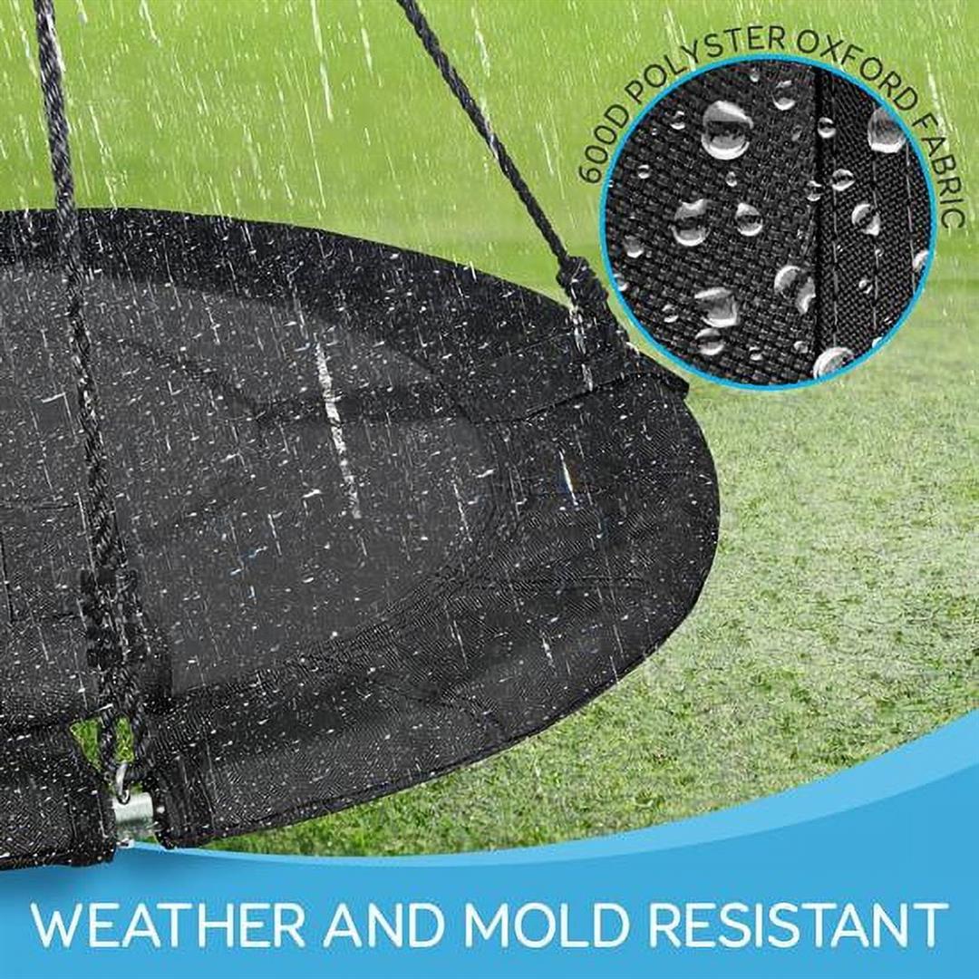 SereneLife 40 Saucer Swing with Hang Kit, Outdoor Tree Swing with Swivel Spinner for Kids (Black) - Image 7