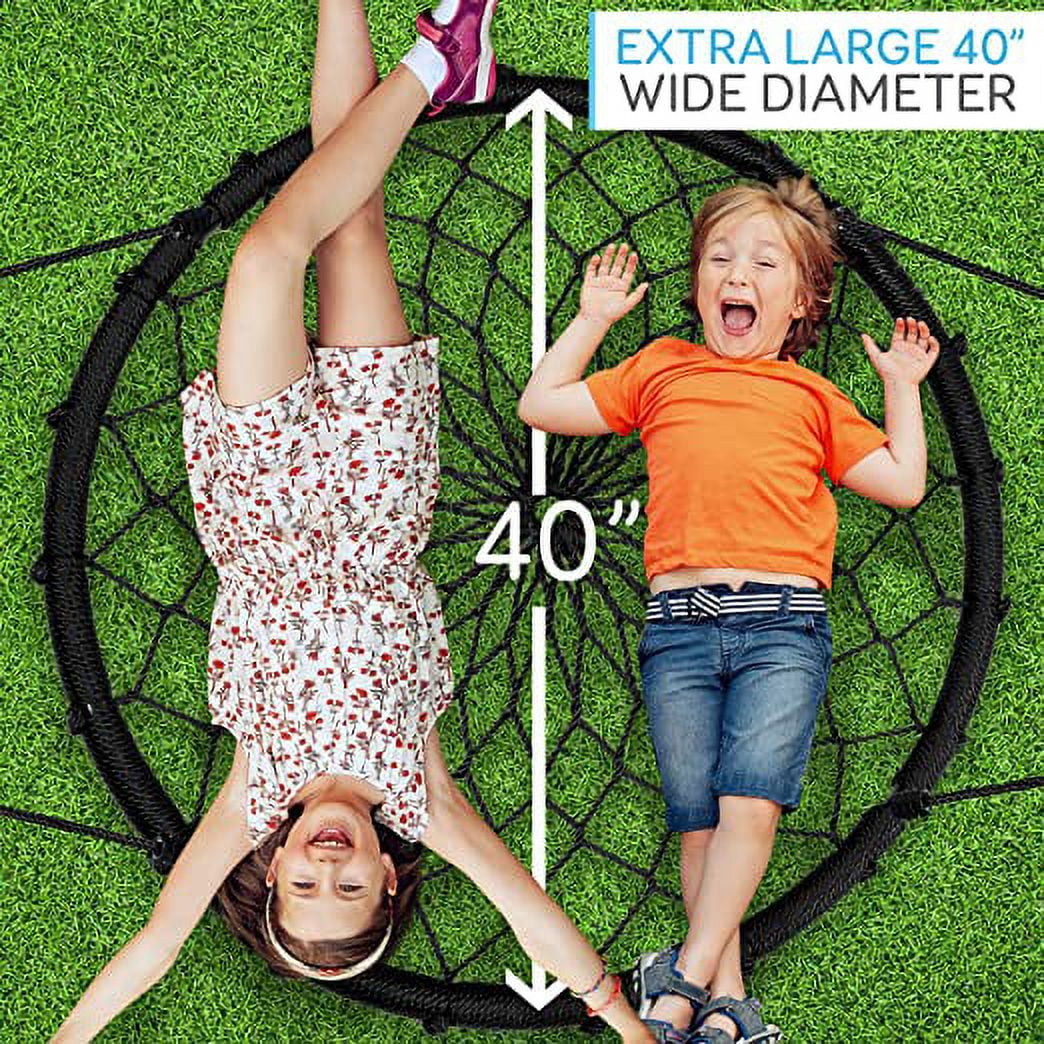 SereneLife Net Swing for Kids Outdoor & Indoor, 40 Round Saucer Platform Circle Swing for Tree - Image 2