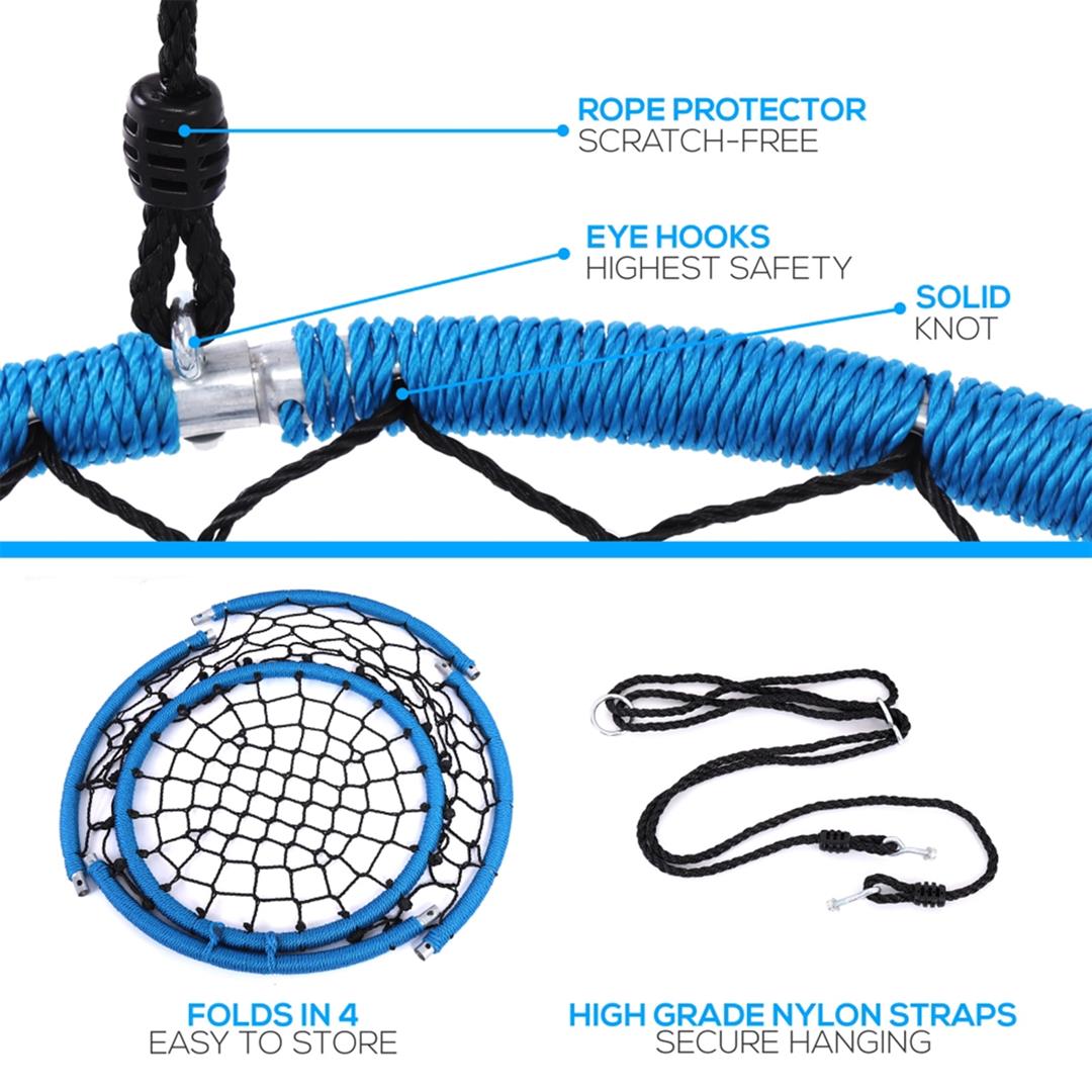 SereneLife SLSWNG125 - Netted Seat Swing - Indoor/Outdoor Hanging Rope Swinging Saucer Seat Swing - Image 3