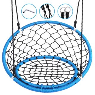 SereneLife SLSWNG125 - Netted Seat Swing - Indoor/Outdoor Hanging Rope Swinging Saucer Seat Swing