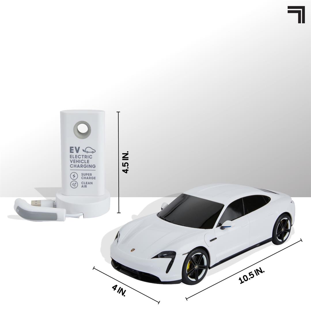 Sharper Image Porsche Taycan Turbo S Remote Control Electric Car With LED Lights and USB-C Charging Station - Image 3