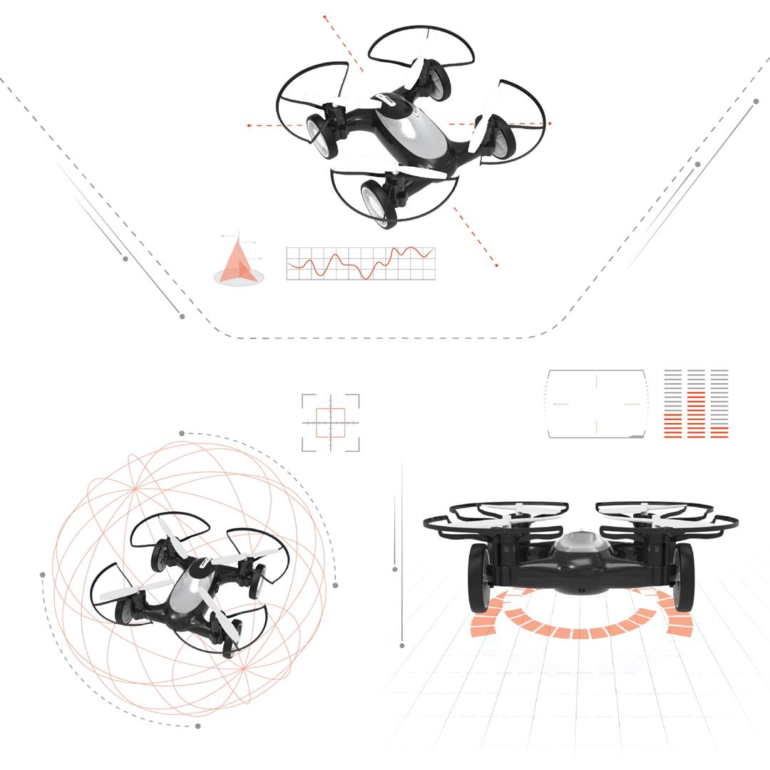 Sharper Image Toy Fly+Drive Dual-Function Vehicle Drone, Black, 5.5 in x 5.51 in - Image 5
