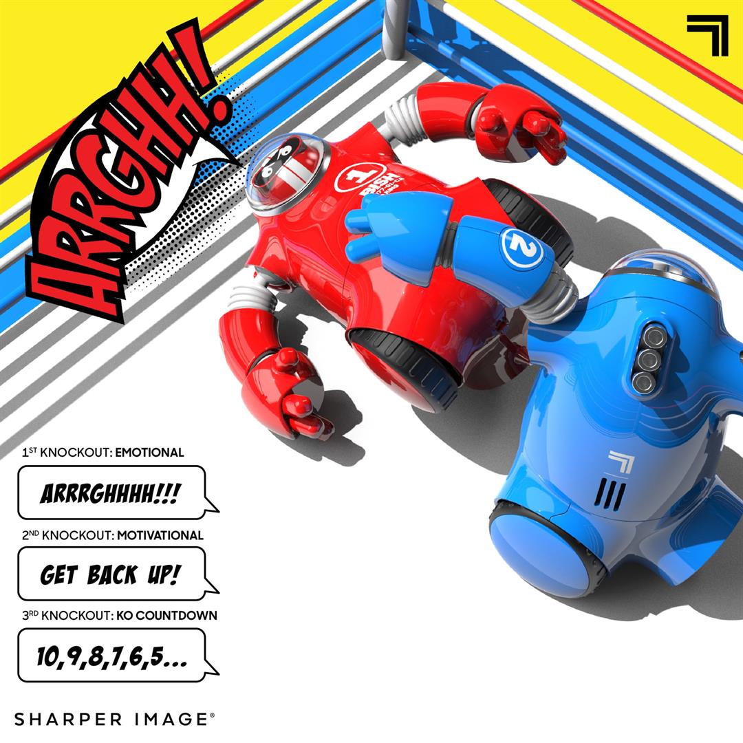 Sharper Image Toy RC Robo Rivals Remote Control Robot Fighting Set with 2-Player Combat with Power Fists, 4-pieces, Blue And Red, Age 6+ - Image 4