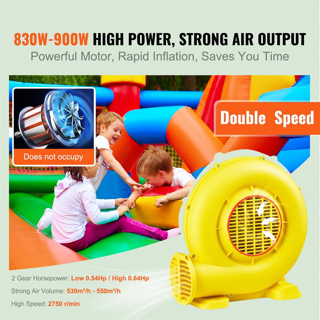 SKYSHALO Air Pump, 450W 0.6HP, Compact & Efficient Inflatable Fan, 1750Pa Strong Airflow Blower for Bouncy Castles & Jump Houses, UL Certified - Image 4