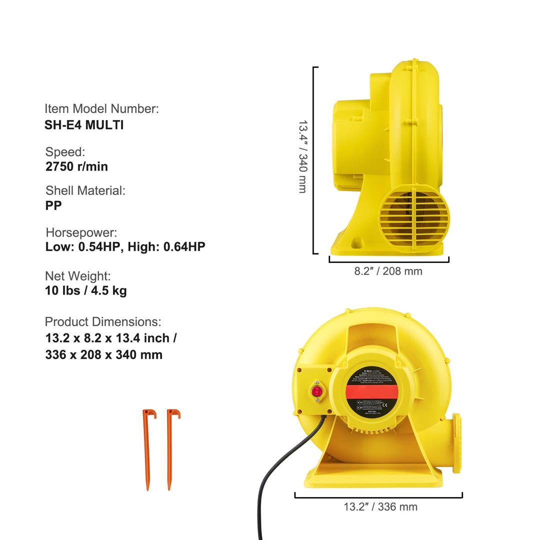 SKYSHALO Air Pump, 450W 0.6HP, Compact & Efficient Inflatable Fan, 1750Pa Strong Airflow Blower for Bouncy Castles & Jump Houses, UL Certified - Image 7