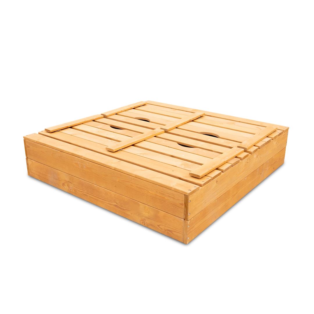 Sportspower 4.2 x 4 Rectangular Sandbox with 2 Wooden Bench and Ground Liner - Image 6
