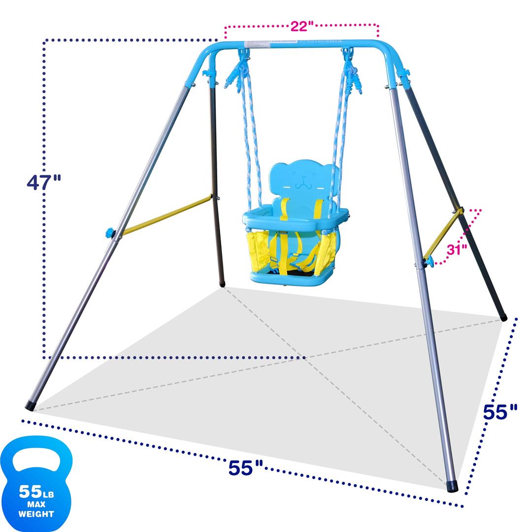 Sportspower FNS-004 My 1st Toddler Swing - Heavy-Duty Baby Indoor/Outdoor Swing Set with Safety Harness, Puppy Version, 58" L x 58" W x 47" H - Image 2