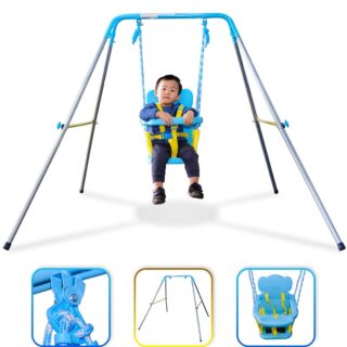 Sportspower FNS-004 My 1st Toddler Swing - Heavy-Duty Baby Indoor/Outdoor Swing Set with Safety Harness, Puppy Version, 58" L x 58" W x 47" H