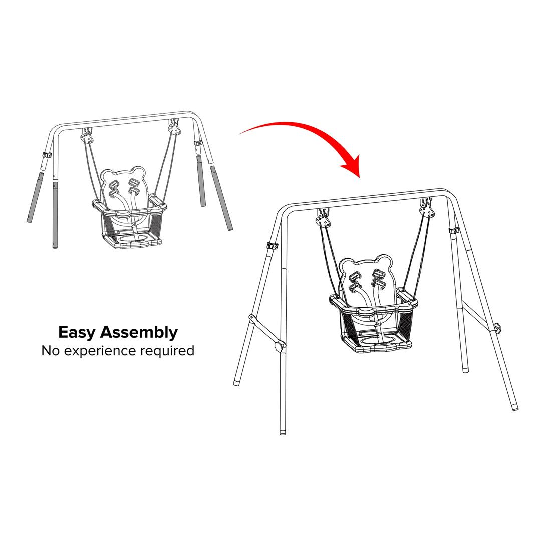 Sportspower Indoor/Outdoor My 1st Toddler Metal Swing with Safety Harness, Foldable Frame - Image 4