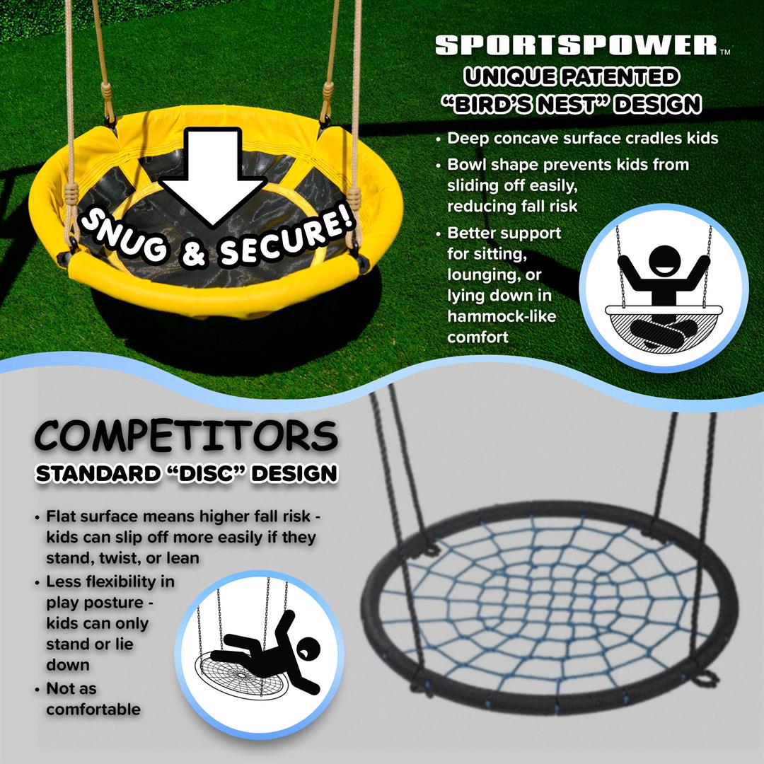 Sportspower My 1st Swing and Saucer Outdoor Backyard Playset, Belt Swing & 32" Saucer Swing, 6-Foot Heavy-Duty Frame, 300lbs Capacity, for Kids Ages 38 - Image 2