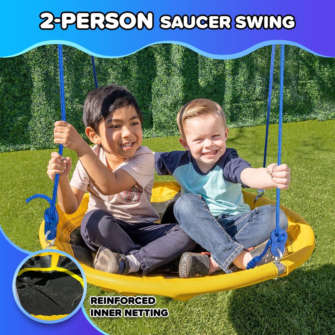 Sportspower My 1st Swing and Saucer Outdoor Backyard Playset, Belt Swing & 32" Saucer Swing, 6-Foot Heavy-Duty Frame, 300lbs Capacity, for Kids Ages 38 - Image 7