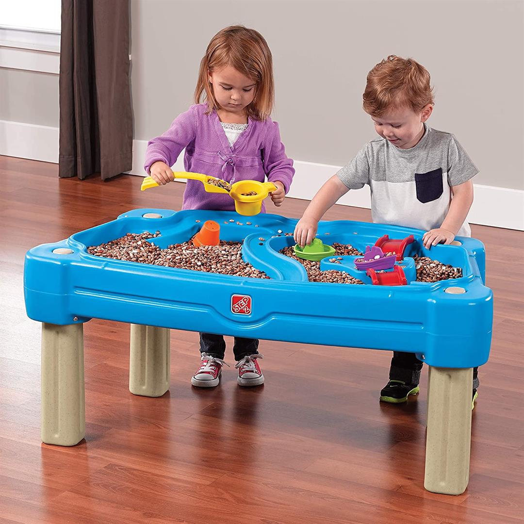 Step2 Cascading Cove Blue Plastic Sandbox and Water Table for Toddlers with Cover and Umbrella - Image 7