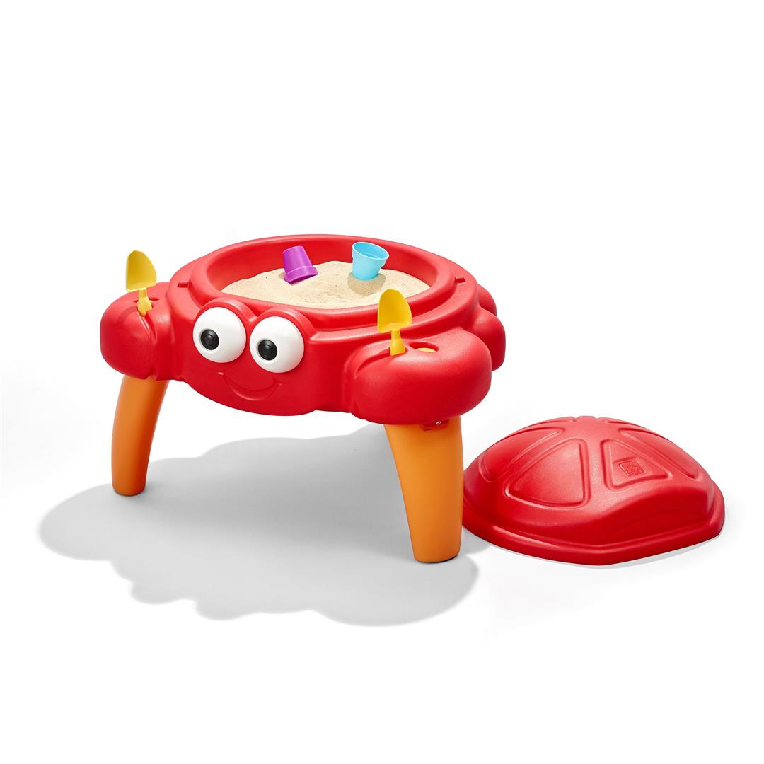 Step2 Crabbie Sandbox Red Plastic Sand Table for Toddlers with Cover 4-piece Playset - Image 6