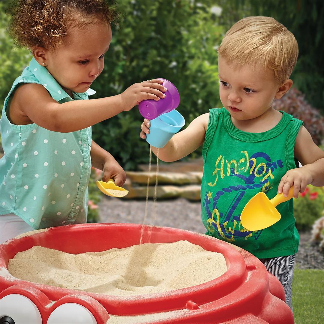 Step2 Crabbie Sandbox Red Plastic Sand Table for Toddlers with Cover 4-piece Playset - Image 7