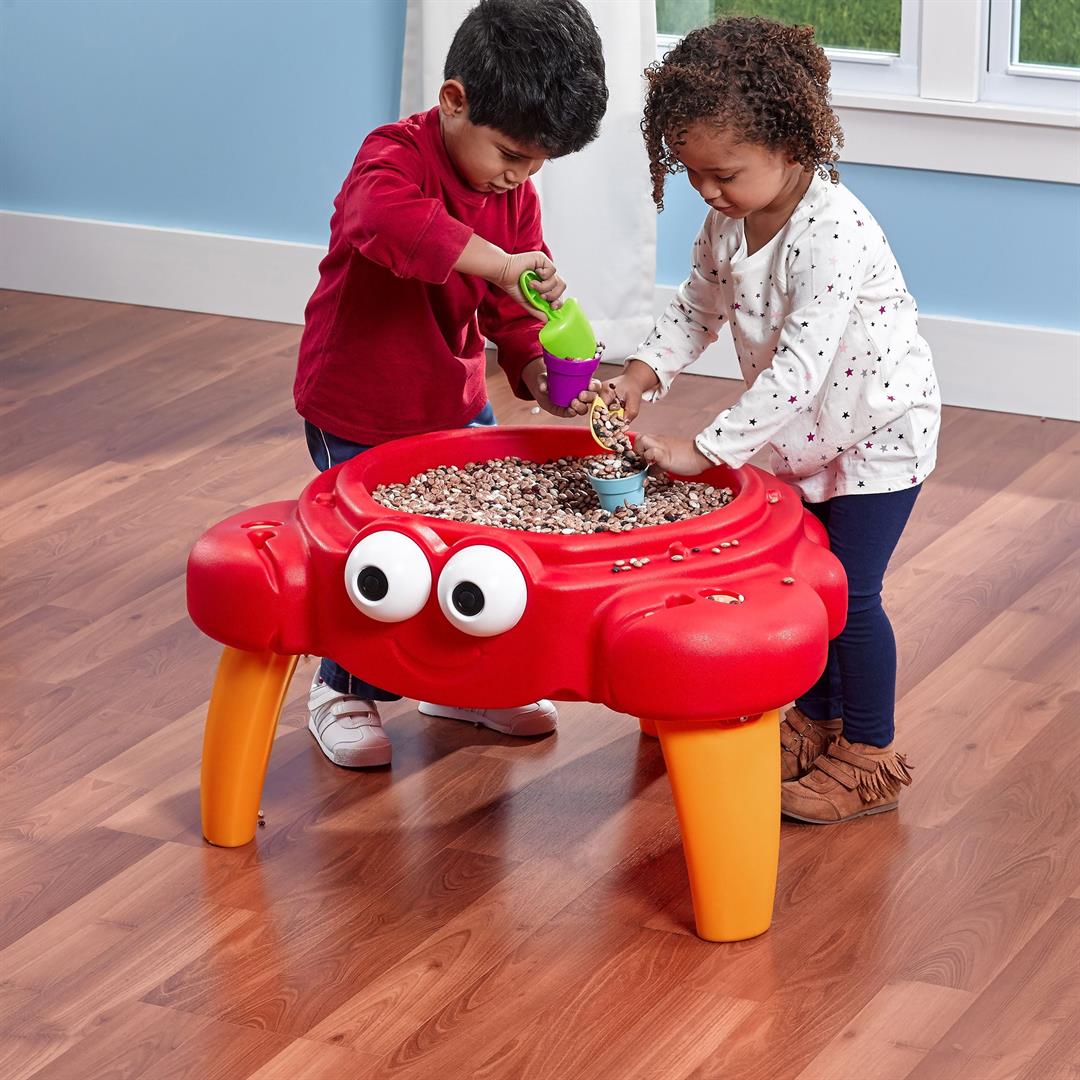 Step2 Crabbie Sandbox Red Plastic Sand Table for Toddlers with Cover 4-piece Playset - Image 8