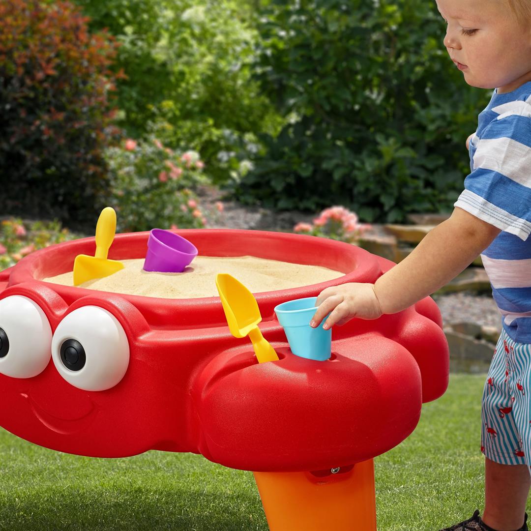 Step2 Crabbie Sandbox Red Plastic Sand Table for Toddlers with Cover 4-piece Playset - Image 9