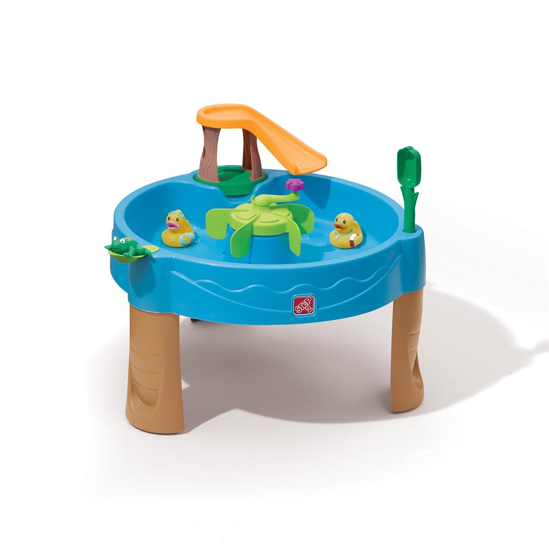 Step2 Duck Pond Blue Plastic Toddler Water Table with 6-Piece Playset