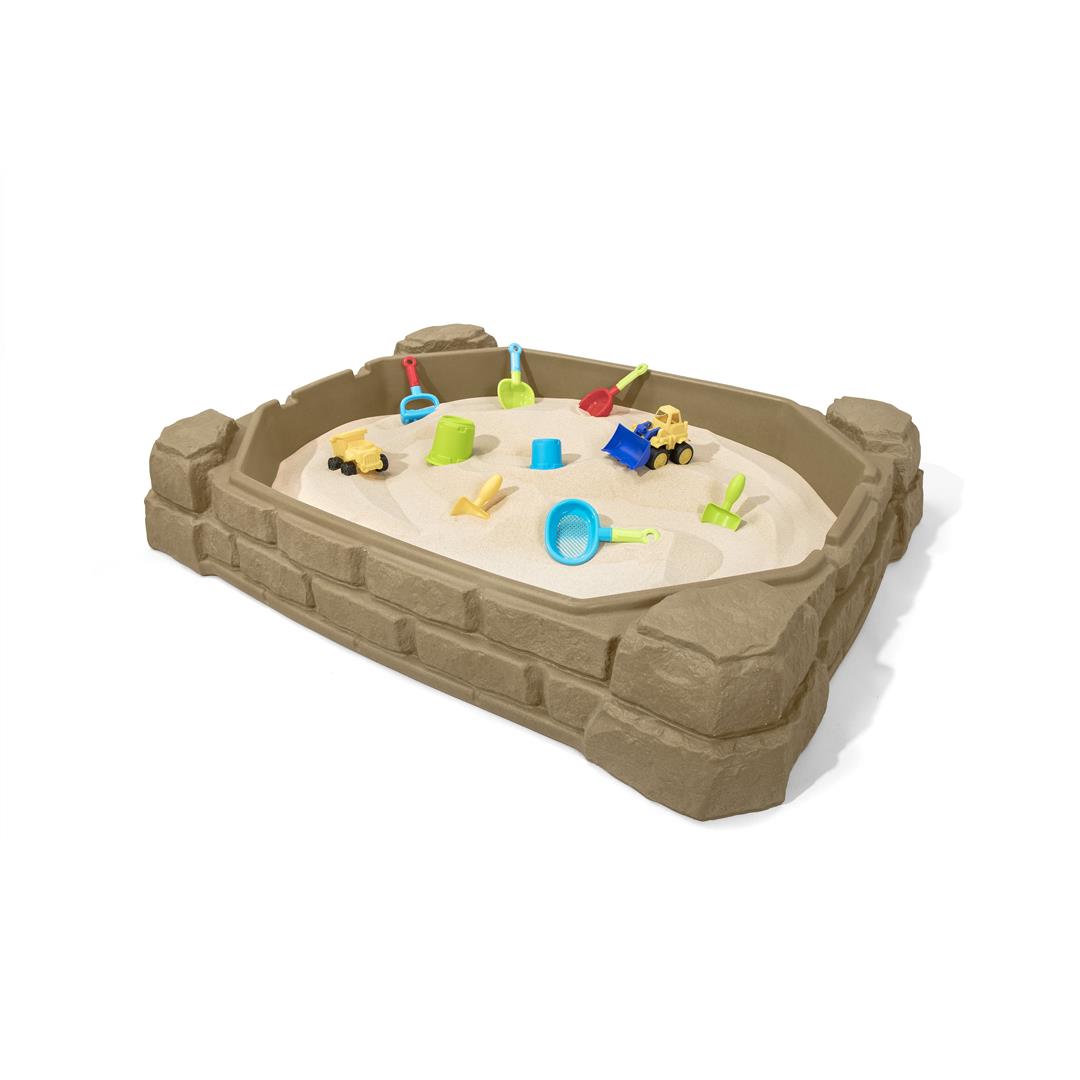 Step2 Naturally Playful Sandstone Beige Plastic Sandbox Toy with Cover for Kids - Image 4