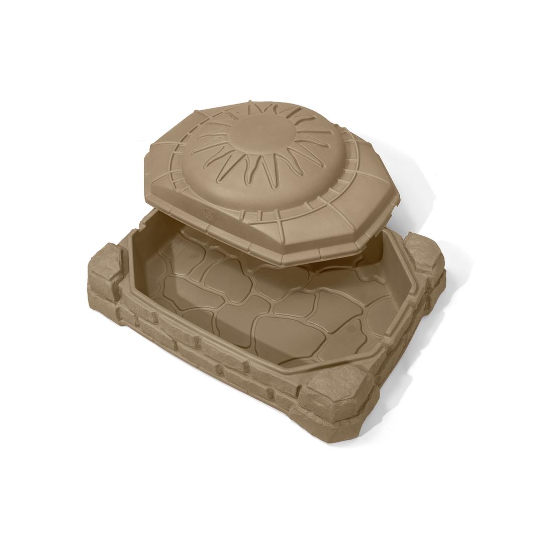 Step2 Naturally Playful Sandstone Beige Plastic Sandbox Toy with Cover for Kids - Image 5
