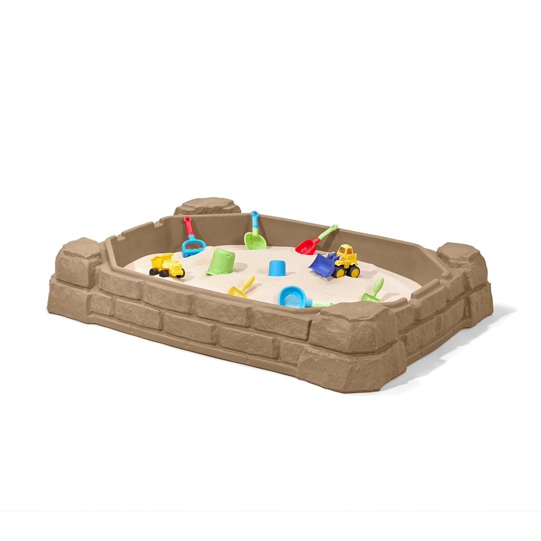 Step2 Naturally Playful Sandstone Beige Plastic Sandbox Toy with Cover for Kids - Image 8