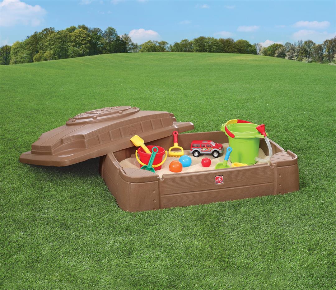 Step2 Play and Store Sandbox Brown Plastic Kids Outdoor Toy with Cover - Image 13