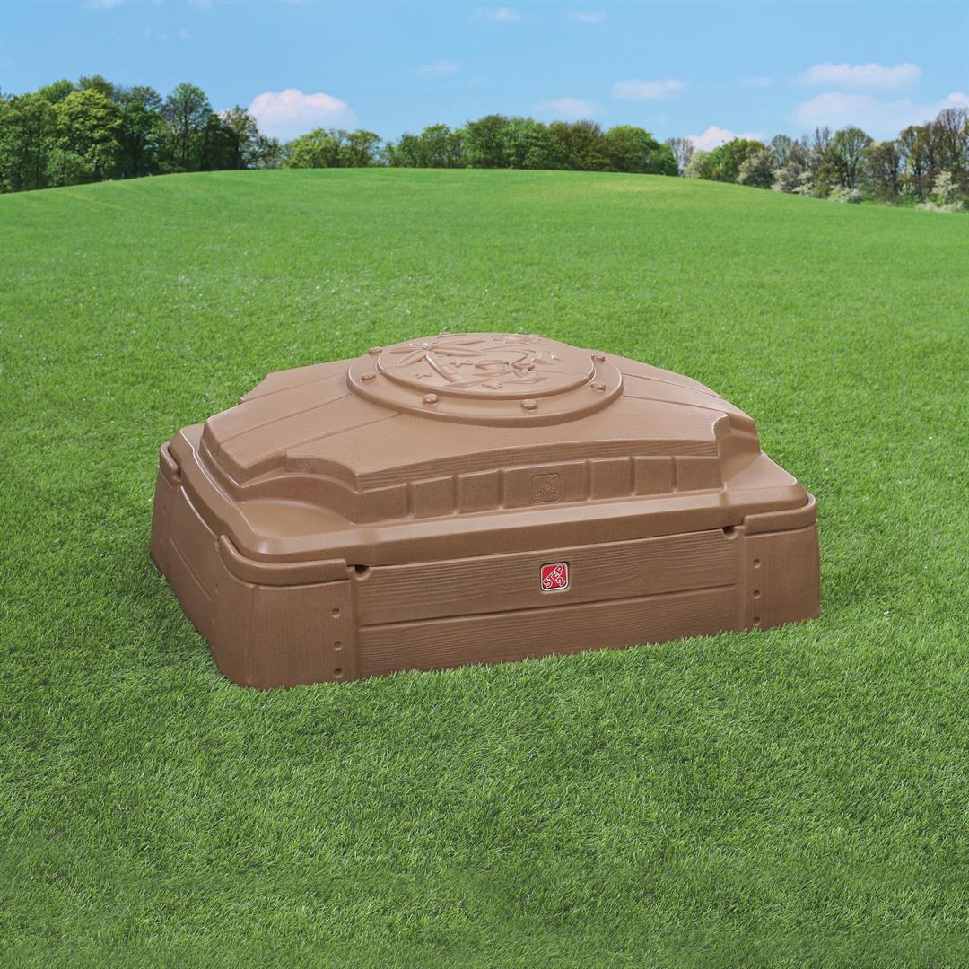 Step2 Play and Store Sandbox Brown Plastic Kids Outdoor Toy with Cover - Image 2