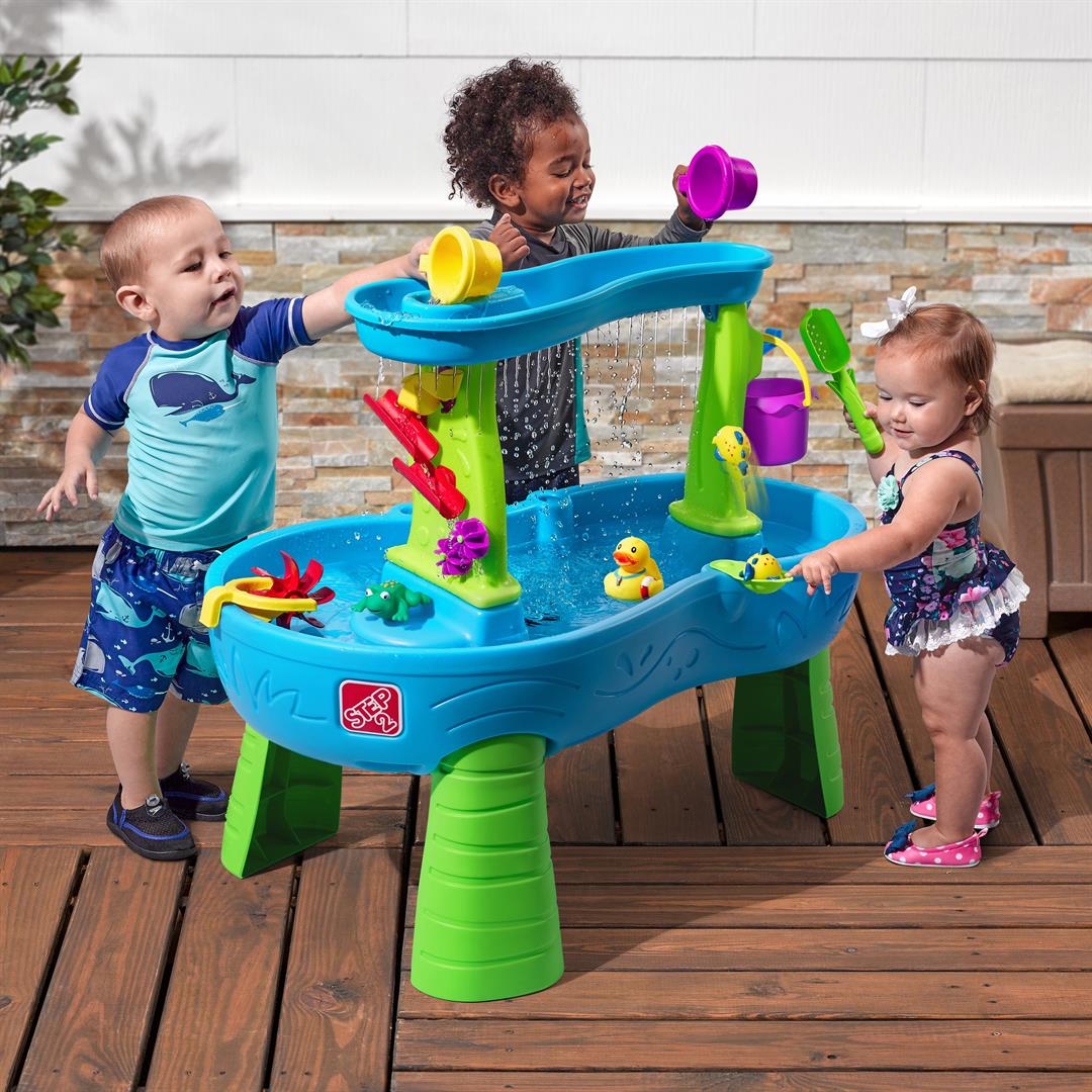 Step2 Rain Showers Splash Pond Blue Plastic Water Table for Toddlers with Waterfall Tray - Image 3