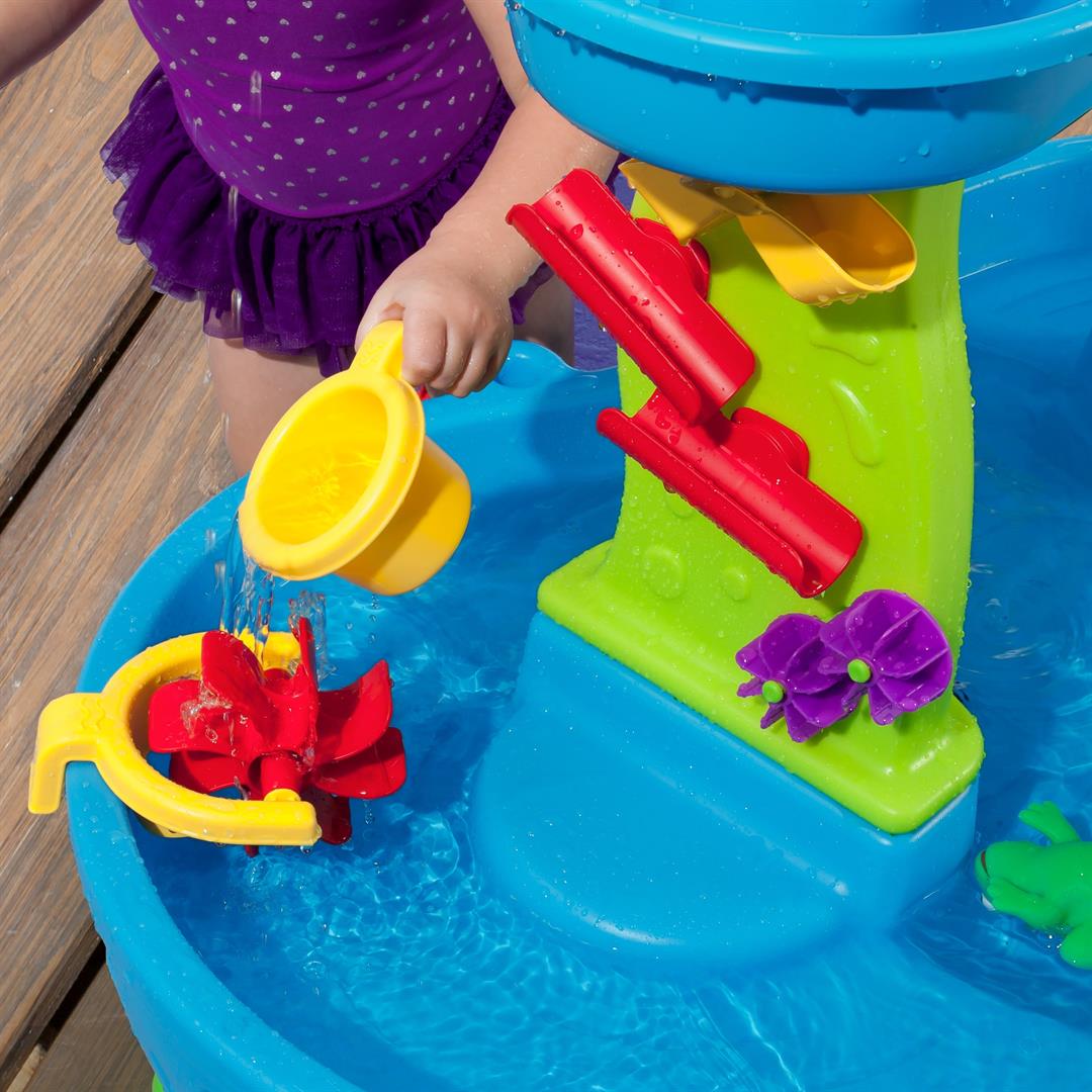 Step2 Rain Showers Splash Pond Blue Plastic Water Table for Toddlers with Waterfall Tray - Image 4