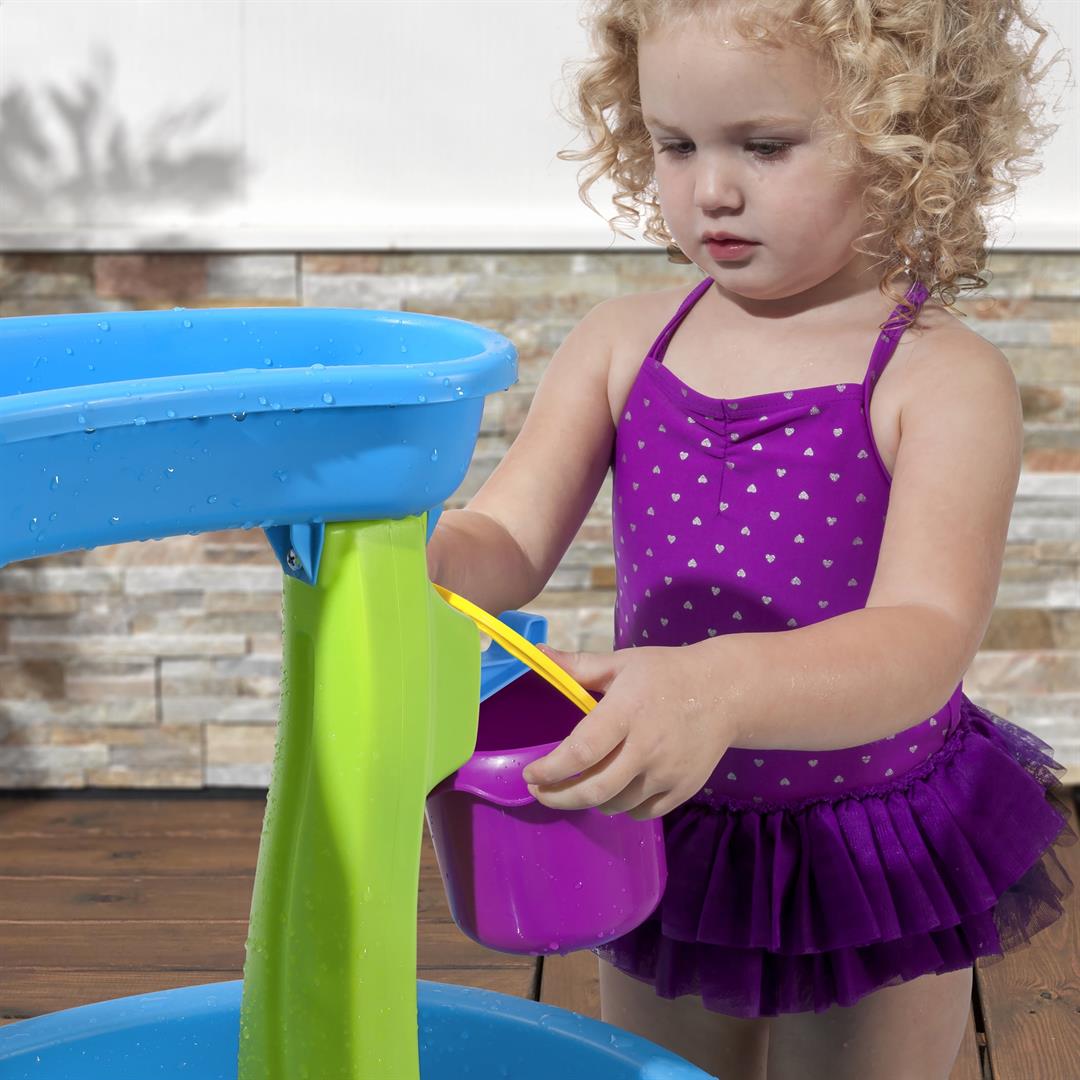 Step2 Rain Showers Splash Pond Blue Plastic Water Table for Toddlers with Waterfall Tray - Image 5