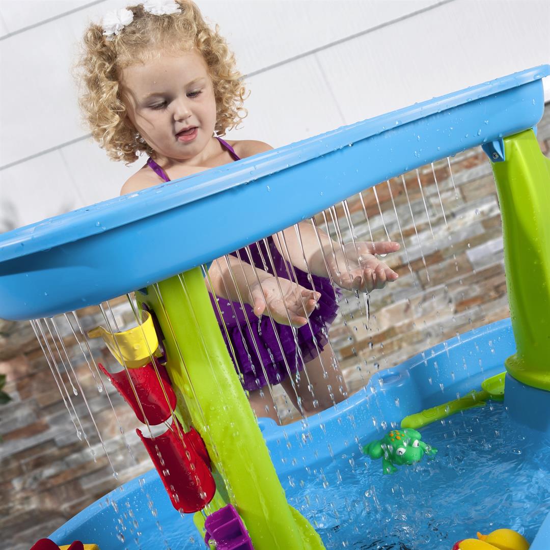 Step2 Rain Showers Splash Pond Blue Plastic Water Table for Toddlers with Waterfall Tray - Image 8