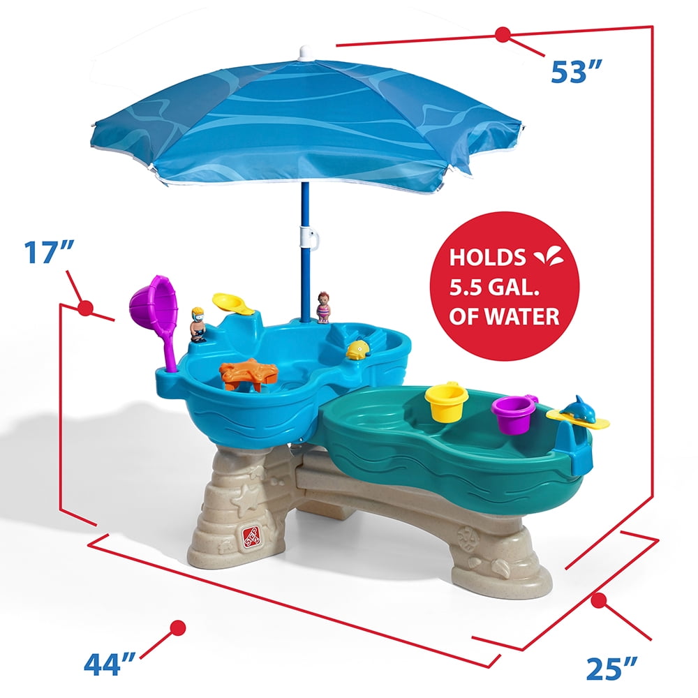 Step2 Spill & Splash Seaway Blue Plastic Water Table for Toddlers with 10-piece Playset - Image 3