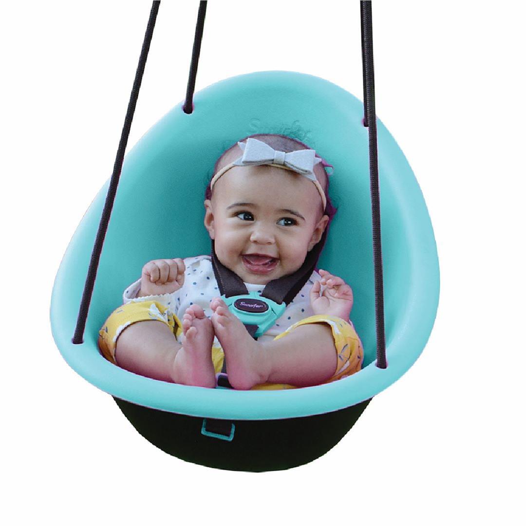 Swurfer Kiwi Baby - Toddler Swing with Foam-Lined Shell, Indoor and Outdoor Toy, Ages 6 Months+, Blue - Image 2