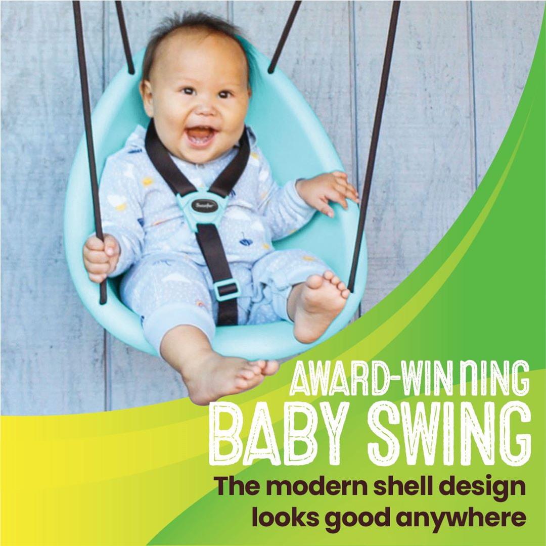 Swurfer Kiwi Baby - Toddler Swing with Foam-Lined Shell, Indoor and Outdoor Toy, Ages 6 Months+, Blue - Image 3