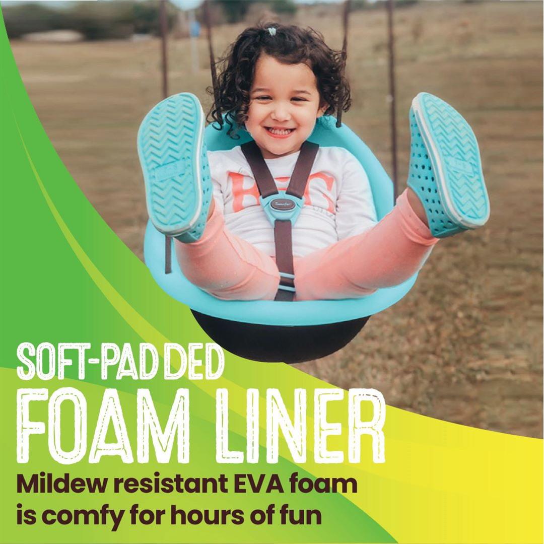 Swurfer Kiwi Baby - Toddler Swing with Foam-Lined Shell, Indoor and Outdoor Toy, Ages 6 Months+, Blue - Image 6