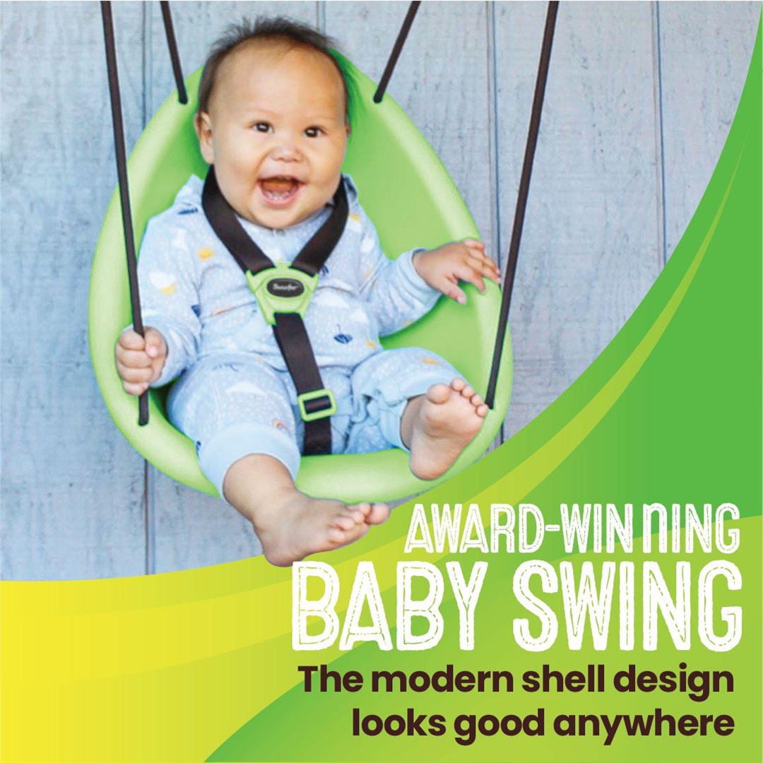 Swurfer Kiwi Baby - Toddler Swing with Foam-Lined Shell, Indoor and Outdoor Toy, Ages 6 Months+, Green - Image 3