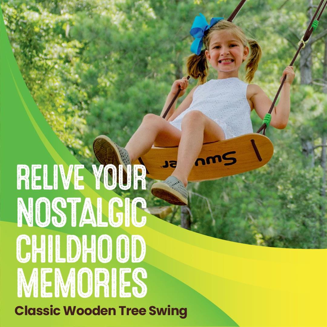 Swurfer Sway Premium Coated Maple Wood Outdoor Swing with Strong Braided UV Resistant Rope Holds Up to 150 Pounds Ages 4 and Up - Image 2