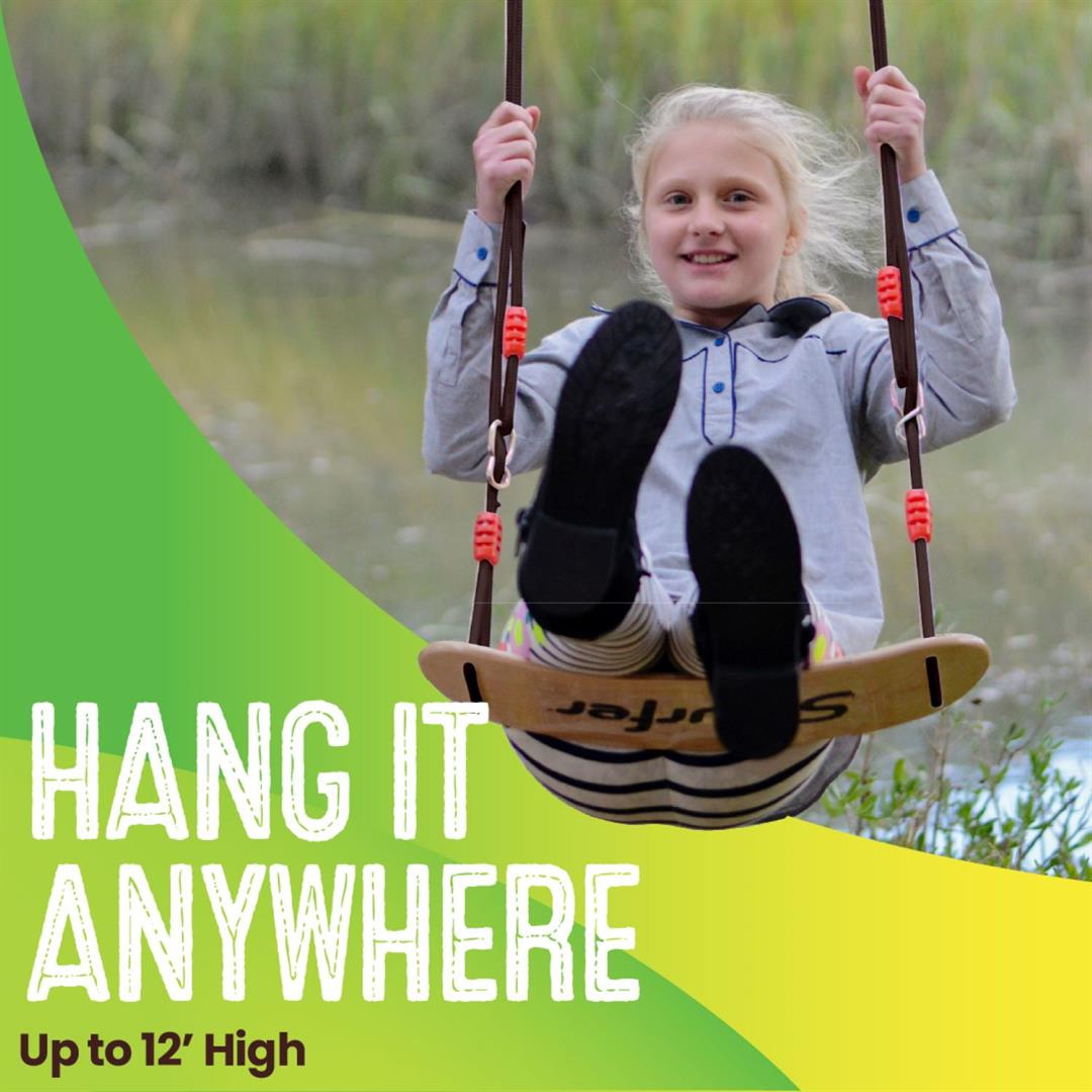 Swurfer Sway Premium Coated Maple Wood Outdoor Swing with Strong Braided UV Resistant Rope Holds Up to 150 Pounds Ages 4 and Up - Image 3