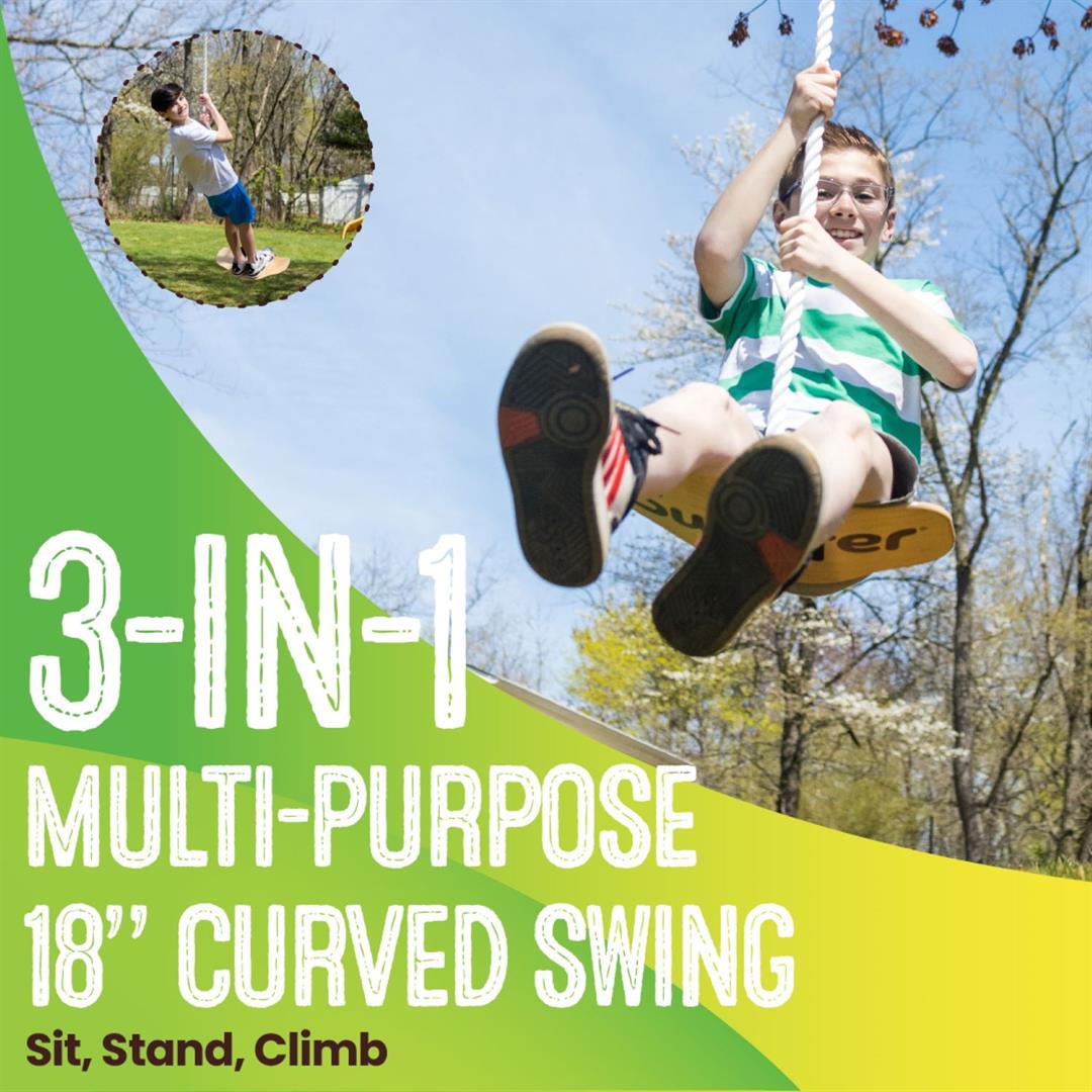 Swurfer Swift Maple Wood Curved Disc Swing with Heavy Duty Braided Rope Holds up to 150 Pounds Ages 4 and Up - Image 5