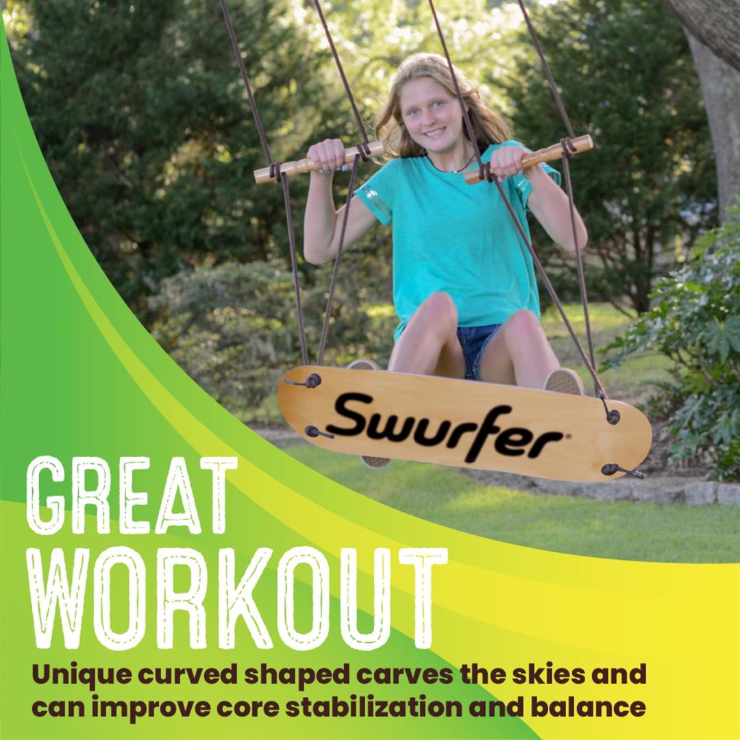 Swurfer TreeSkate Stand Up Skating Swing, Wooden Outdoor Swing for Kids and Adults - Image 2
