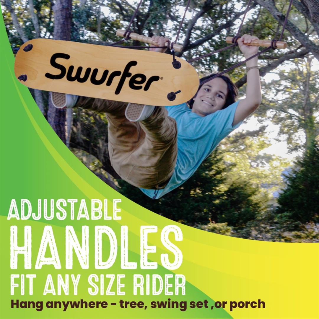 Swurfer TreeSkate Stand Up Skating Swing, Wooden Outdoor Swing for Kids and Adults - Image 4