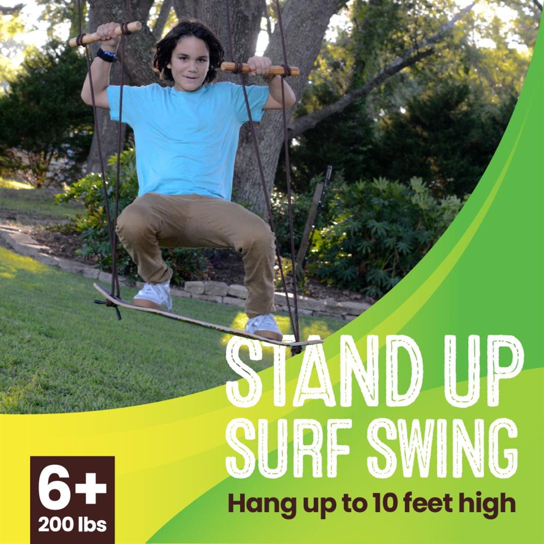 Swurfer TreeSkate Stand Up Skating Swing, Wooden Outdoor Swing for Kids and Adults - Image 6