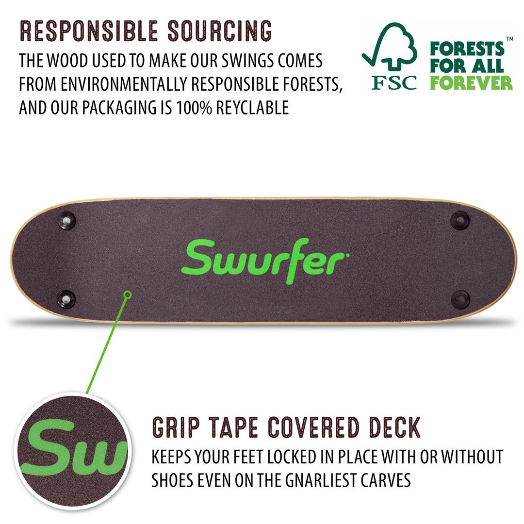 Swurfer TreeSkate Waves Stand Up Skating Swing, Wooden Outdoor Swing for Kids and Adults - Image 4