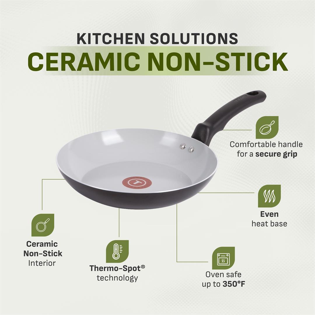 T-fal Kitchen Solutions Ceramic, 22 Piece Cookware Set, Black - Image 11